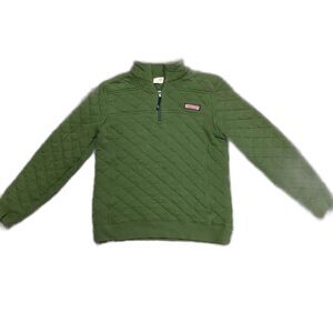 Vineyard Vines Shep Olive Green Quilted 1/2 Zip LS Pullover Sweatshirt Size XS